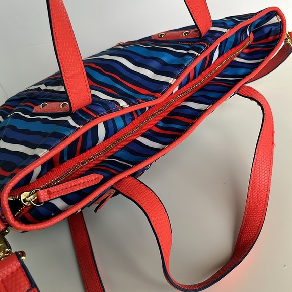 Vera Bradley Preppy Poly Crossbody Tote Bag Cobalt Stripe - Picture 7 of 16